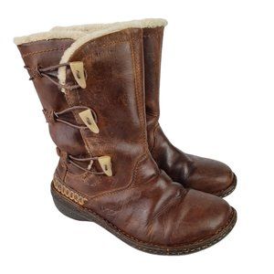 UGG Kona Brown Leather Sheepskin Toggle Boots 5156